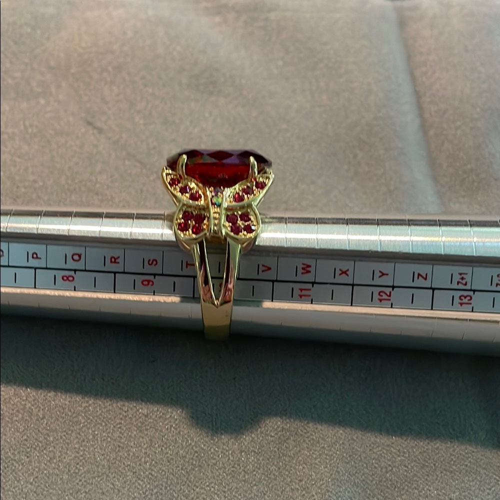 Kirks Folly Red and Gold Ornate Gemstone Ring